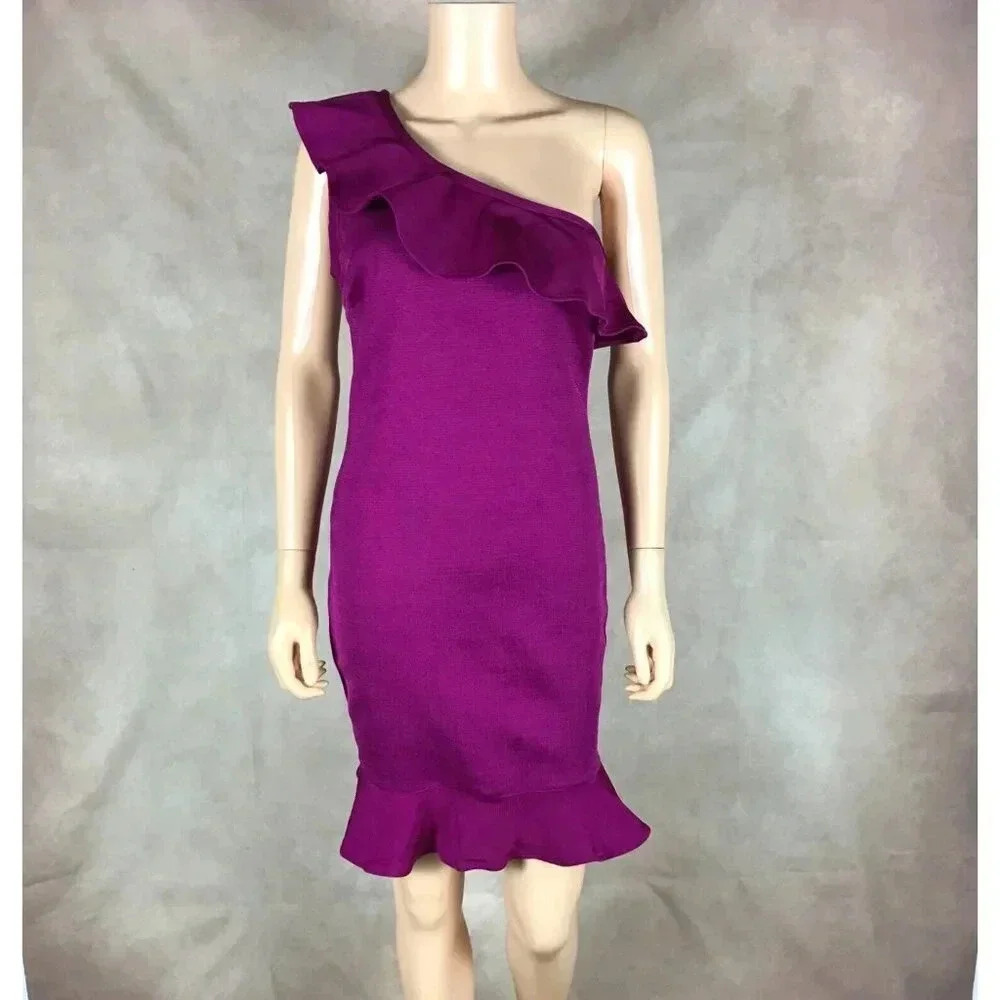 WOW COUTURE Magenta One-Shoulder Body-Con Dress NWT LARGE